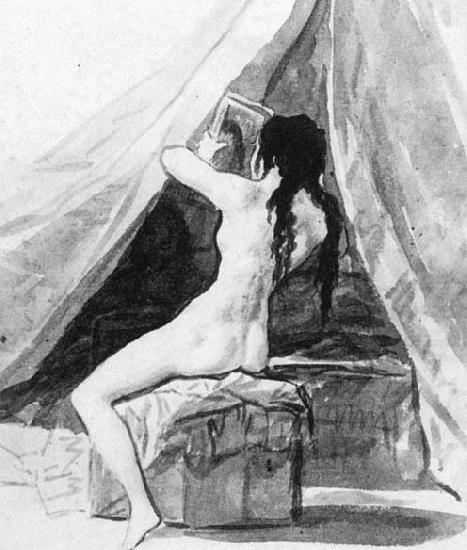 Francisco de goya y Lucientes Nude Woman Holding a Mirror oil painting image
